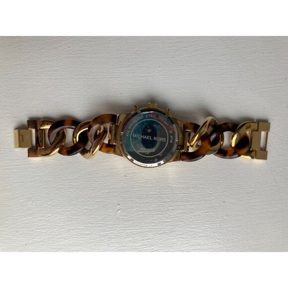 MICHAEL KORS LADIES MK4222 RUNWAY YELLOW GOLD STEEL CHAIN BRACELET WATCH-WORKS! - Picture 8 of 10